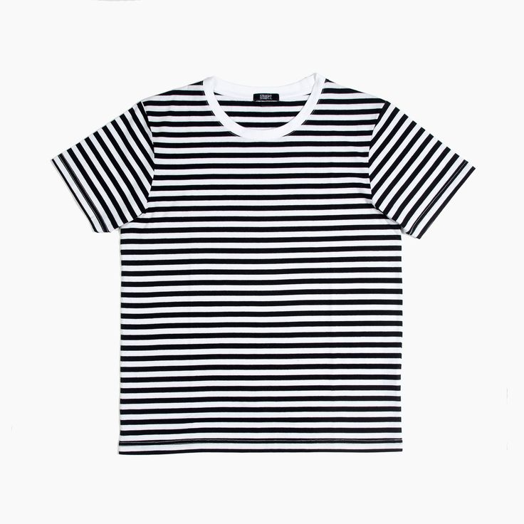 Jasper - White and Black | Straight To Hell Apparel Classic Striped Crew Neck Top, Classic Crew Neck Top With Striped Hem, Casual Summer T-shirt With Three Stripes, Casual Short Sleeve T-shirt With Vertical Stripes, Summer Short Sleeve T-shirt With Striped Hem, Everyday Cotton Tops With Striped Hem, Everyday Horizontal Stripe Crew Neck T-shirt, Relaxed Fit Horizontal Stripe Crew Neck T-shirt, Classic Crew Neck Tops With Horizontal Stripes