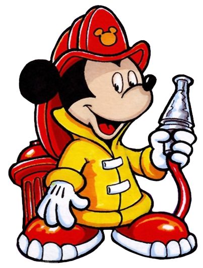 a painting of mickey mouse holding a bottle and wearing a fireman's hat