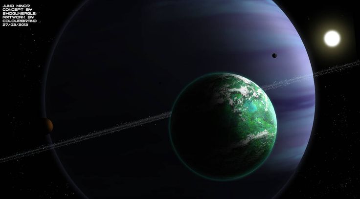 an artist's rendering of the planet and its moon