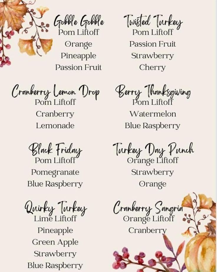 an image of thanksgiving menus with autumn leaves and berries on them in watercolor