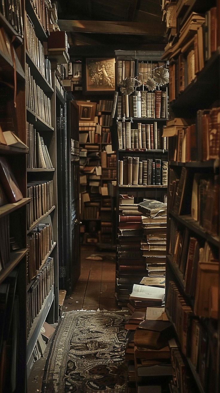 an old library filled with books and lots of shelves full of books on top of them