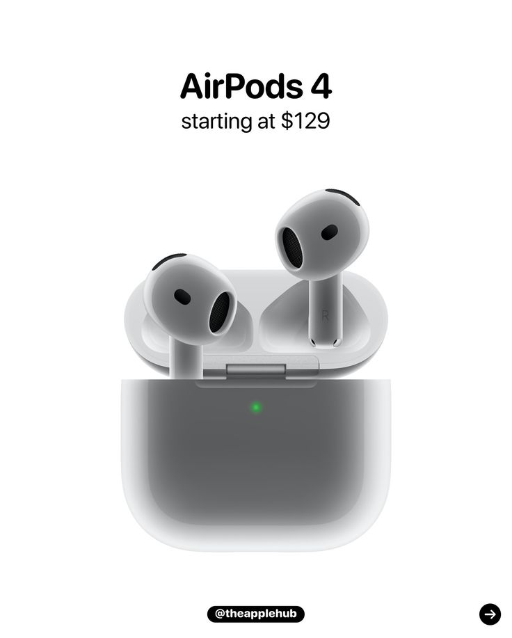 two airpods sitting on top of each other in front of an advertisement for apple