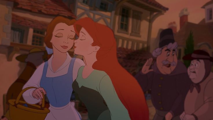 an animated image of two women kissing each other