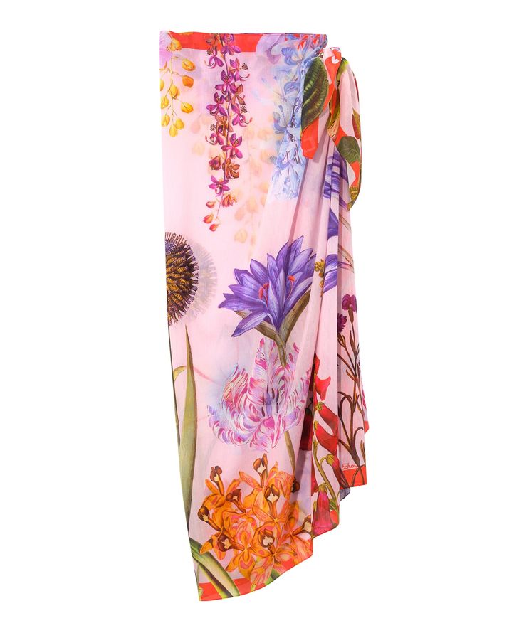 Go beyond the beach with this investment-worthy style in a stunning botanic print and elevated fabric that drapes beautifully! A sarong scarf (also known as a pareo) is a classic summer cover-up that is the epitome of versatility. Worn casual or chic, this beach-ready essential can be a dress, a skirt, or a scarf. Dimensions: 42" x 70" Materials: 80% cotton / 20% silk ​ Bohemian Tropical Print Sarong For Spring, Spring Tropical Print Sarong For Beach, Tropical Sarong For Poolside Spring, Spring Tropical Print Sarong For Poolside, Floral Print Beach Sarong For Vacation, Summer Floral Print Sarong For Poolside, Floral Print Sarong For Poolside Beach Season, Summer Sarong With Floral Print For Beach Season, Summer Floral Print Sarong For Beach Season