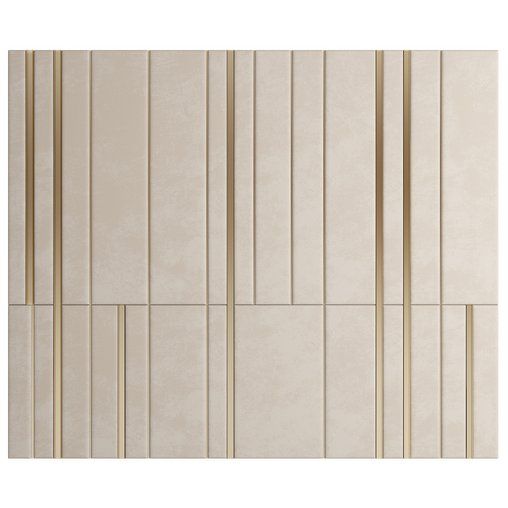 a white and gold wall with vertical lines on the side, as if it were in an art deco style