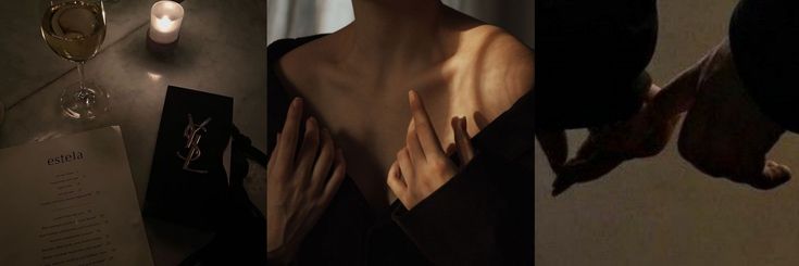 two photographs of woman's back and neck with candles on the wall behind them