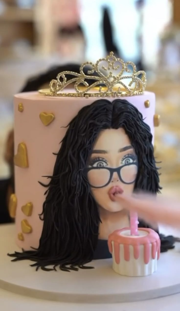 a cake with a woman's face on it