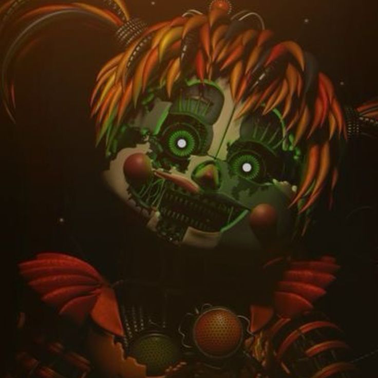 a creepy clown with red hair and green eyes