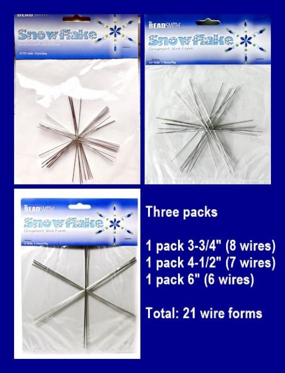 three packs of snowflakes are shown in four different sizes and colors with instructions