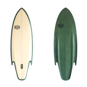 two surfboards side by side one is green and the other is white with black lettering