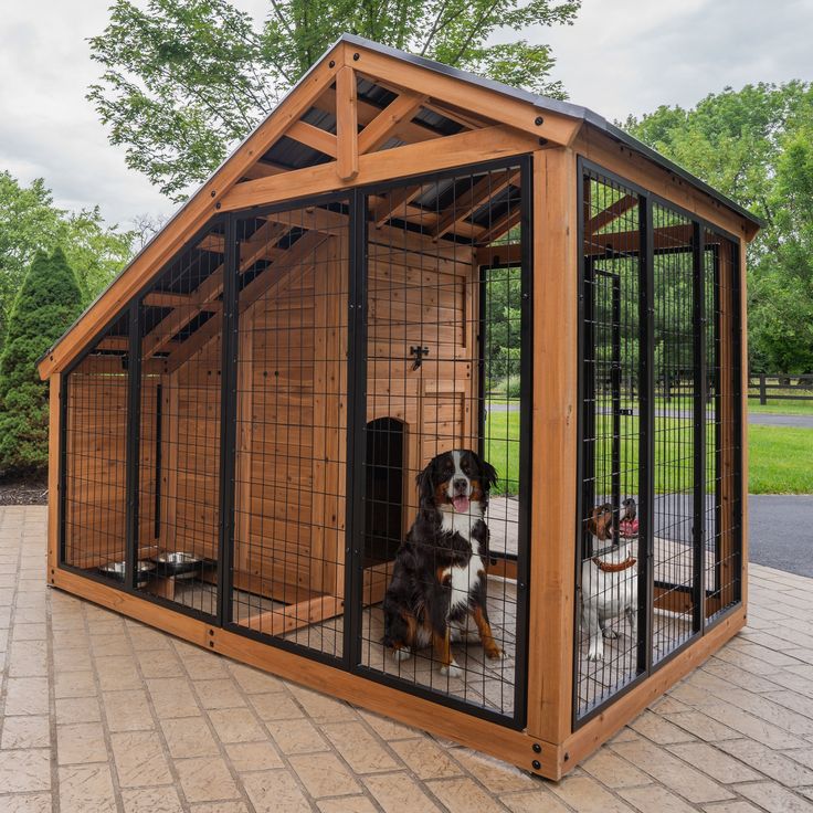 Waggin' Retreat Dog Kennel Dog House Kennel, Dog House Backyard, Backyard Dog House Ideas, Small Backyard Dog Area, Home Dog, Dog Homes Outdoor, Outdoor Dog Kennels, Luxury Pet Room, Luxury Dog House Outdoor