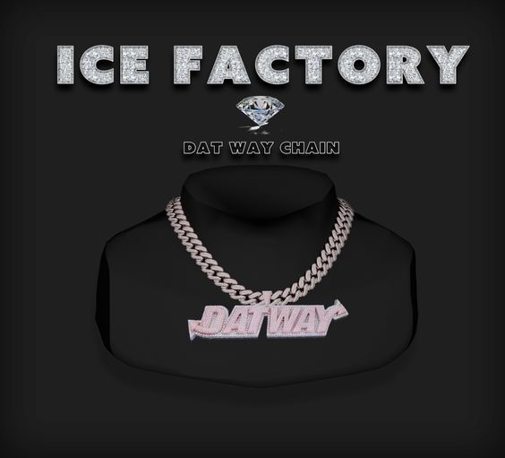 an ice factory shirt with the words dat way chain on it and a diamond necklace