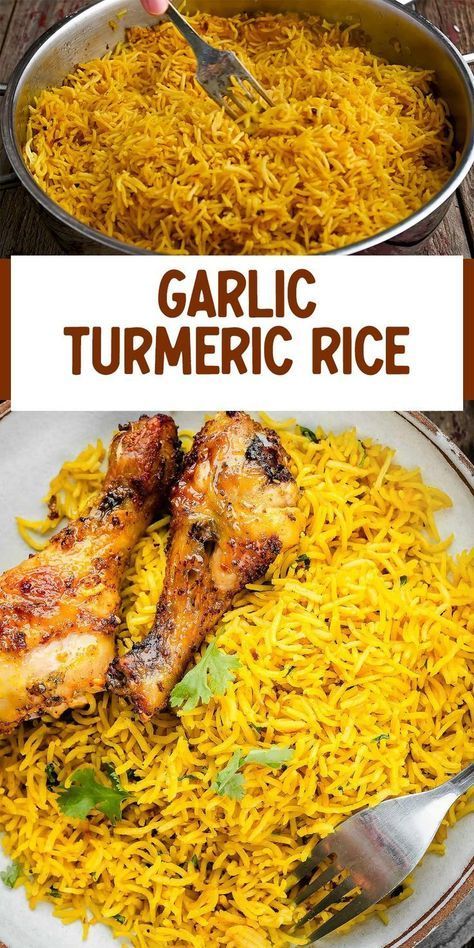 This garlic turmeric rice is soft, fluffy and easy to make. It��’s aromatic and absolutely delicious. All you need is some garlic, onion, and butter to form the base of this delectable flavor palate. Garlic Turmeric Rice, Rice Video, Basmati Rice Recipes, Turmeric Rice, Rice Side Dish Recipes, Rice Side, Turmeric Recipes, Rice Side Dishes, Easy Rice Recipes