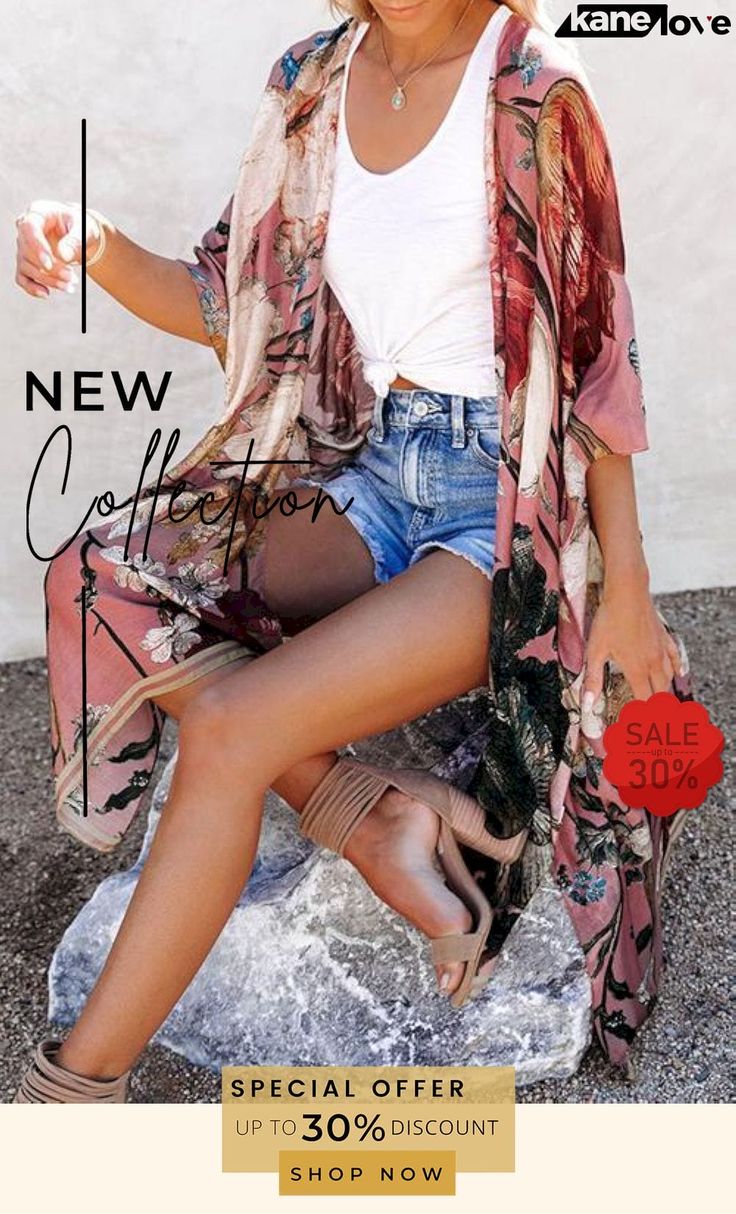 Floral Print Kimono Cardigan Leopard Kimono, Loose Kimono, Kimono Floral, Cardigan Kimono, Floral Print Kimono, Summer Kimono, Plus Size Cardigans, Print Kimonos, Long Kimono