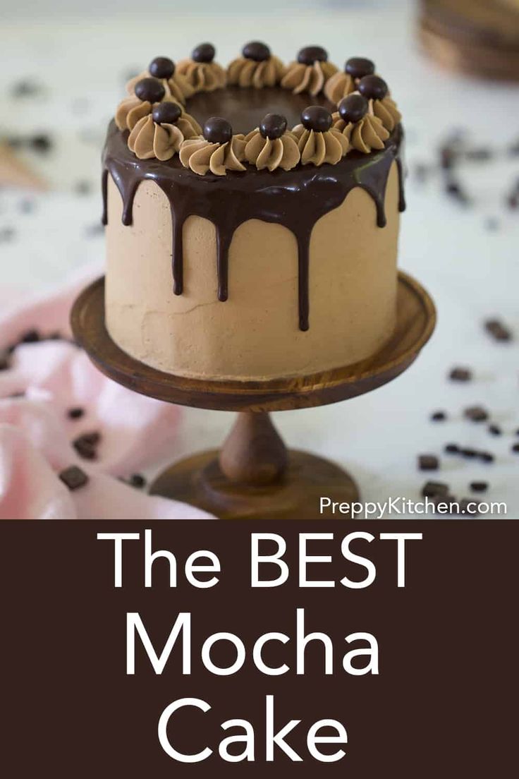 the best mocha cake with chocolate frosting on top is ready to be eaten