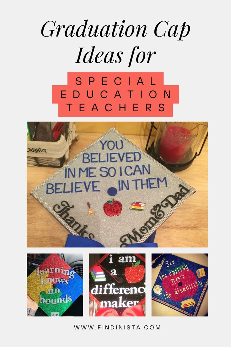 graduation caps with the words graduation cap ideas for teachers on them and pictures of books