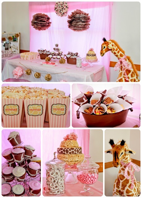 a collage of photos with giraffes and desserts on it's sides