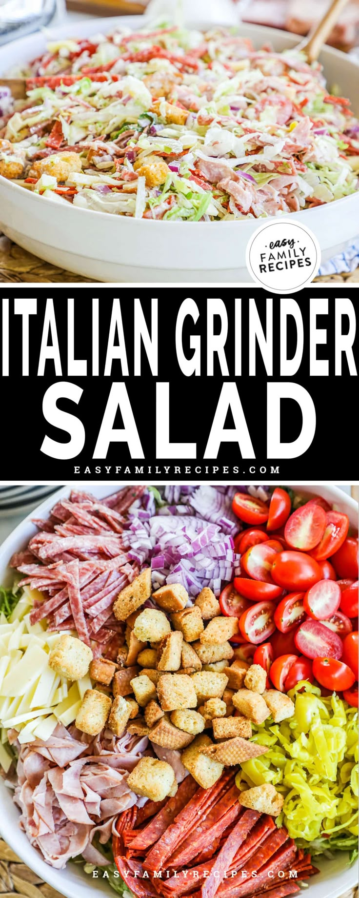 the italian grinder salad is ready to be eaten and served in a large bowl