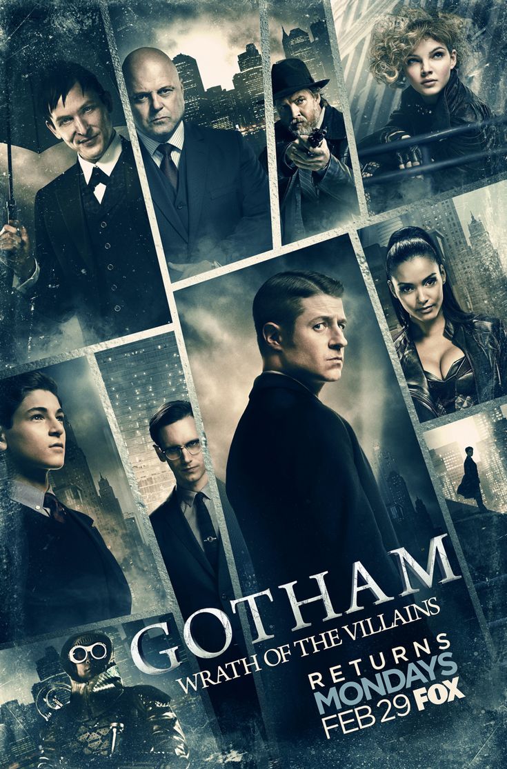 an advertisement for the upcoming series of tv shows gotham and other characters, including actors