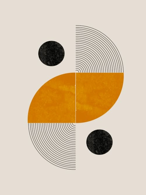 an orange and black abstract design with circles