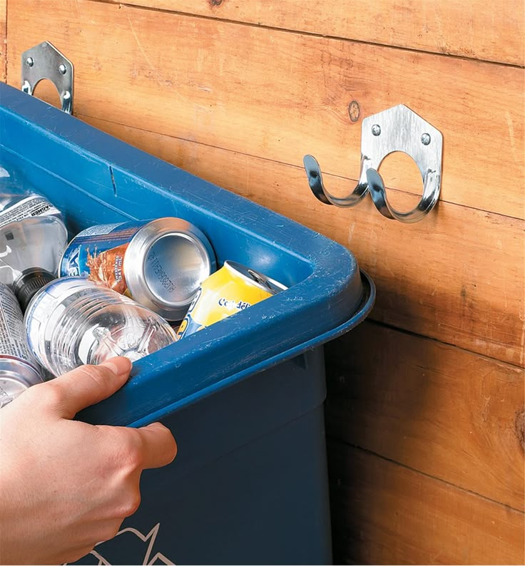 These heavy-duty tool hooks are ideal to keep spades, forks, ropes, cords and other shed and garage paraphernalia off the floor and out of the way. Two double hooks will support a bin with a sturdy lip. Made of a strong zinc-plated steel, they are sold as a package of five double hooks, six single 2" hooks, or four single 3" hooks. Recycling Storage, Garage Organization Tips, Tool Hooks, Shed Organization, Garage Organize, Lee Valley Tools, Garage Shed, Garage Makeover, Garage Storage Organization