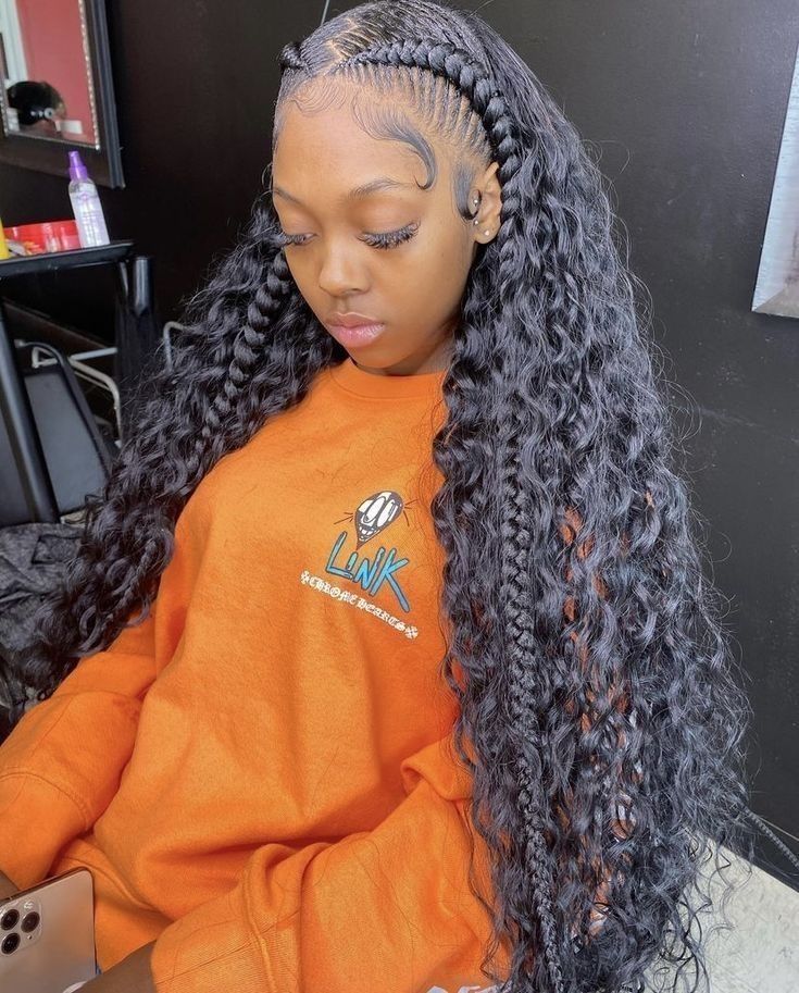 Two Braids With Sew In Weave, Hairstyles Braids Black, Hair Braiding Styles, Black Ponytail, Sew In Hairstyles, Black Ponytail Hairstyles, African Hair Braiding Styles, Quick Weave Hairstyles, Braided Cornrow Hairstyles