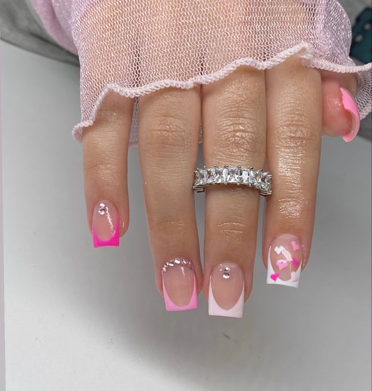 Vday Nails, Work Nails, Short Square Acrylic Nails, Dope Nail Designs, Acrylic Nails Coffin Pink, Unique Acrylic Nails, Designs Nail, White Nail, Acrylic Nails Coffin Short