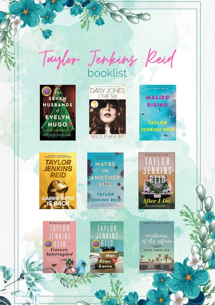 the book list for taylor terkin's read is shown in blue and green flowers