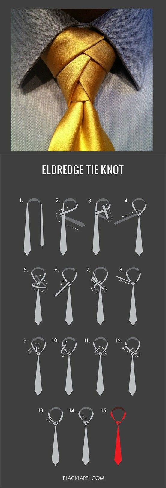 ELDREDGE KNOT diagram. It's about more than golfing, boating, and beaches; it's about a lifestyle! www.PamelaKemper.com KW homes for sale in Anna Maria island Long Boat Key Siesta Key Bradenton Lakewood Ranch Parrish Sarasota Manatee Tali Leher Lelaki, Eldredge Knot, Simpul Dasi, Tie A Necktie, Types Of Ties, Neck Tie Knots, Kraf Diy, Tie Styles, Men Style Tips