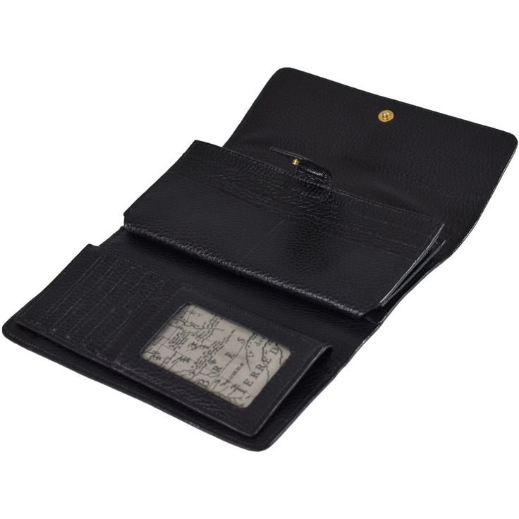 Truth is, sometimes you just need a heavy duty wallet. With immense storage space, countless compartments and numerous card slots, our double snap checkbook wallet fits your needs. The double snap feature makes sure as this wallet fills up, it can still be closed securely. Measurements: 7½" (L) x 4½" (H) Eleven credit card slots Front snap closure design Dedicated I.D. display Zippered interior compartment Checkbook sleeve Rear exterior zippered pocket Gold colored zippers for a quality feel Vegetable tanned pebbled Medallion leather Features our signature Mapa Mundi lining Solid brass hardware Classic Bifold Wallet On Chain With Card Slots, Bifold Wallets With Card Slots For Organization, Bifold Wallets With Interior Card Slots, Bifold Wallet With Card Slots, Envelope Trifold Wallet For Daily Use With Card Slots, Travel Bifold Wallets With Snap Closure, Classic Wallet On Chain With Card Slots For Travel, Versatile Travel Wallet With Snap Closure, Envelope Wallets With Rfid Blocking For Daily Use