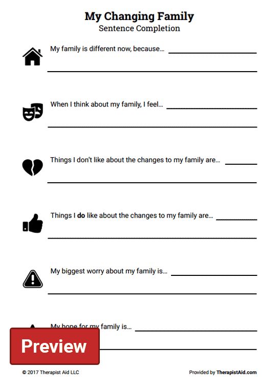 My Changing Family: Sentence Completion Preview Family Roles Activity, Therapy Termination, Burn Journal, Family Therapy Games, Family Therapy Interventions, Systemic Therapy, Family Therapy Worksheets, Future Therapist, Family Therapy Activities