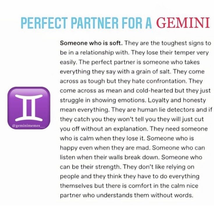 a page from the book perfect partner for a gemini, with an image of a