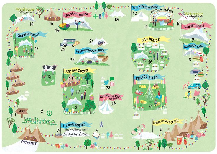 an illustrated map of the park and its surrounding areas, including trees, mountains, and other things