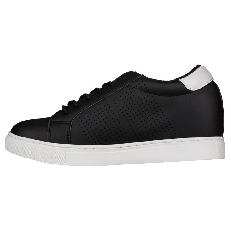 The CALTO H0831 combines athletic characteristic with a contemporary look to create this iconic style. Simple and fun athleisure sneaker to rock out with a pair of short or jean. The combination of micro-perforated accent and leatherette finished detail makes this impeccably crafted sneaker the crowd's favorite. Features: Style: Low top classic height increase sneakers. Simple and clean lace up. Width: Standard (D or Medium). Accommodates a regular width. Weight: 16 oz. *Based on 7.5 US. Actual Sporty Slip-on Sneakers For Streetwear With White Sole, Athleisure Sneakers With Perforated Toe Box For Streetwear, Black Mid-top Slip-on Sneakers For Sports, Athleisure High-top Sneakers With Perforated Toe Box For Streetwear, Sporty Platform Sneakers With Rubber Sole, Modern Lace-up Platform Sneakers For Sports, Black Functional Platform Sneakers For Streetwear, Functional Black Platform Sneakers For Streetwear, High-top Platform Sneakers For Sports With Branded Insole