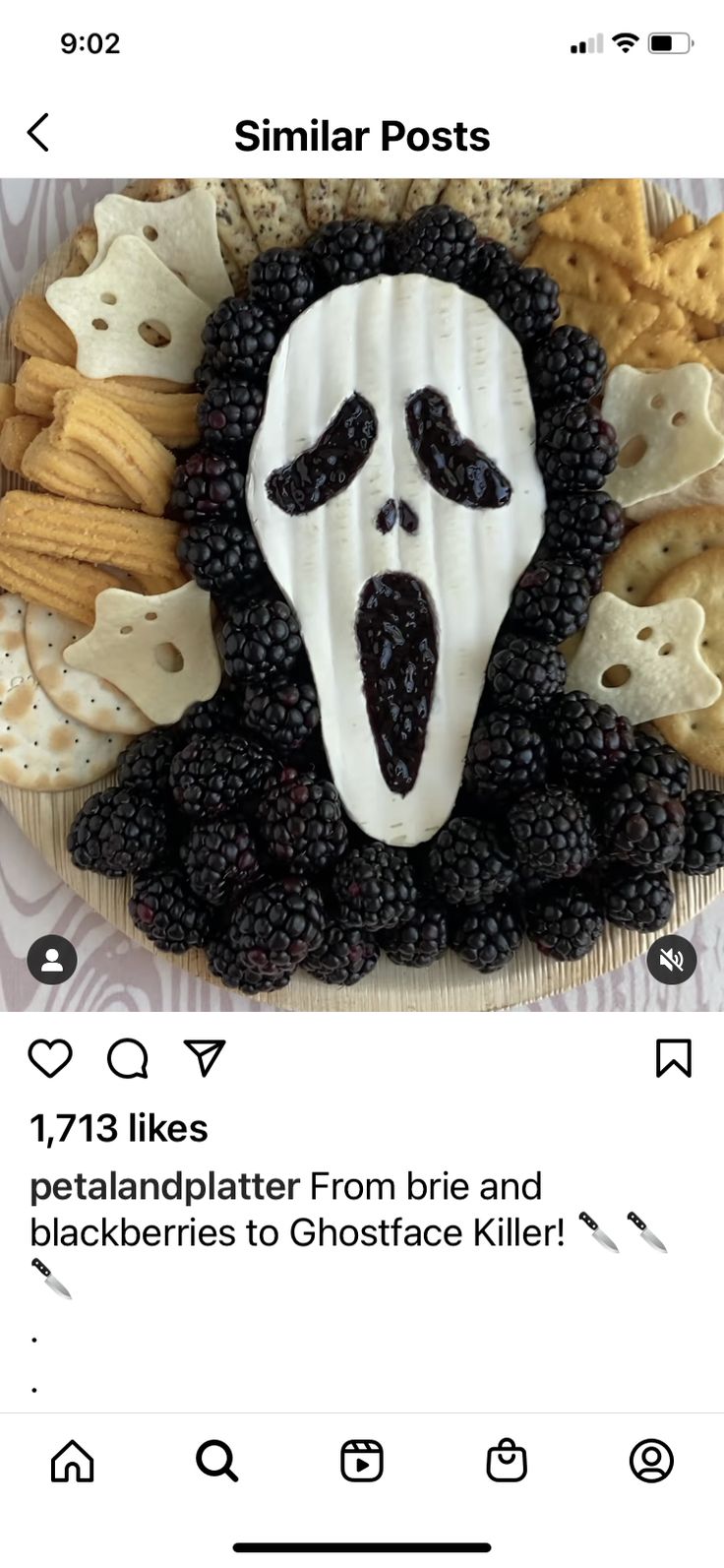 a plate with some food on it and a face made out of blackberries in the middle