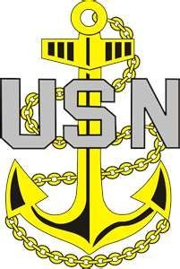 the usn logo with an anchor, chain and star on it's side