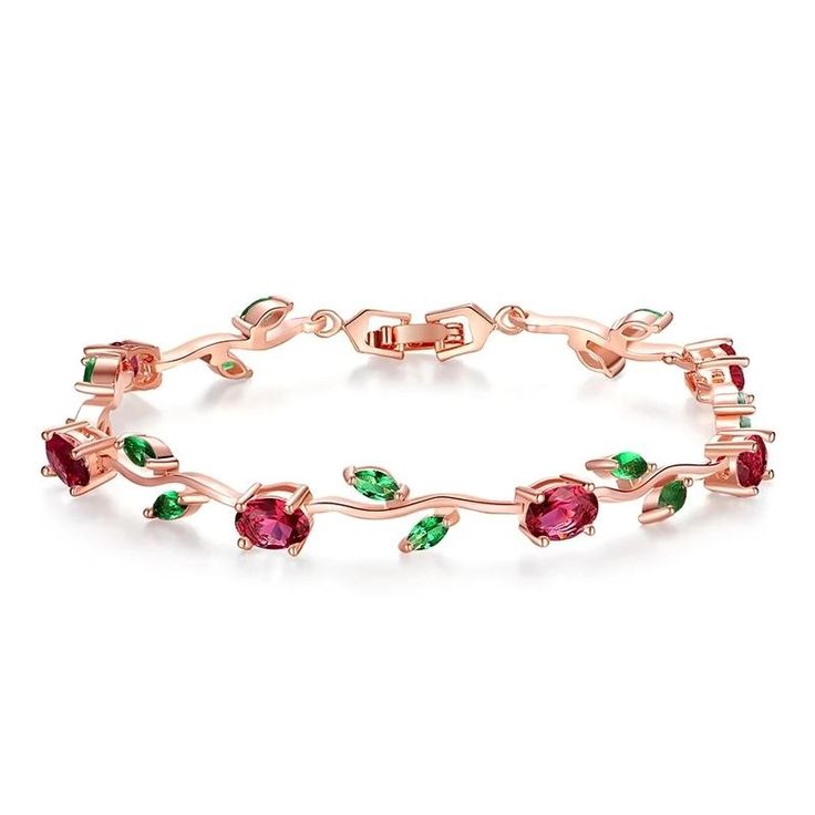 Material: Copper, Cubic ZirconiaLength: 19cmDesign: Crystal Flowers and Leaves Leaf on a Branch BraceletColor: Red, Green, White, Silver, Rose Gold Gold Layered Bracelets, Toggle Clasp Bracelet, Rose Bracelet, Floral Bracelet, Leaf Bracelet, Diamond Bangles Bracelet, Stylish Bracelet, Hoop Earring Sets, Unique Bracelets