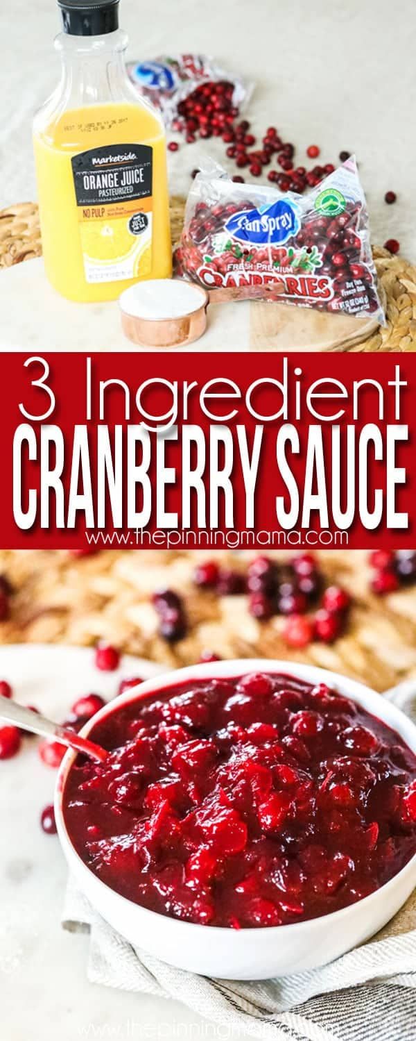 cranberry sauce in a white bowl on a table with ingredients to make it