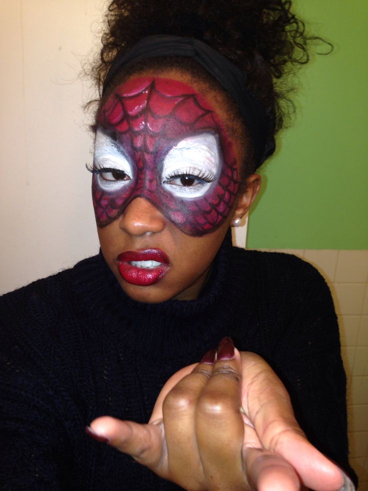 Spider-man make up Spidergirl Makeup, Spider Man Makeup, Spiderman Makeup, Spider Man Face Paint, Male Makeup, Black Spider, Face Painting Halloween, Up Halloween, Male Face