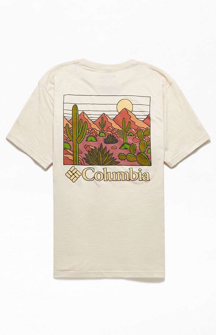 Head to your next adventure with the new Saguaro T-Shirt from Columbia. This sick tee is complete with short sleeves, a crew neckline, and custom Columbia graphics at the left chest and back.


	Solid color tee
	Short sleeves
	Crew neckline
	Custom graphics
	Standard fit
	Machine washable Men's Graphic Tees, Graphic Tees For Men, Friends Tee, Wardrobe Makeover, Columbia Shirt, Tees For Men, Custom Graphics, Travel Shirts, Columbia Sportswear