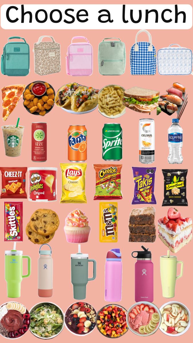 an image of lunch boxes and snacks on a pink background