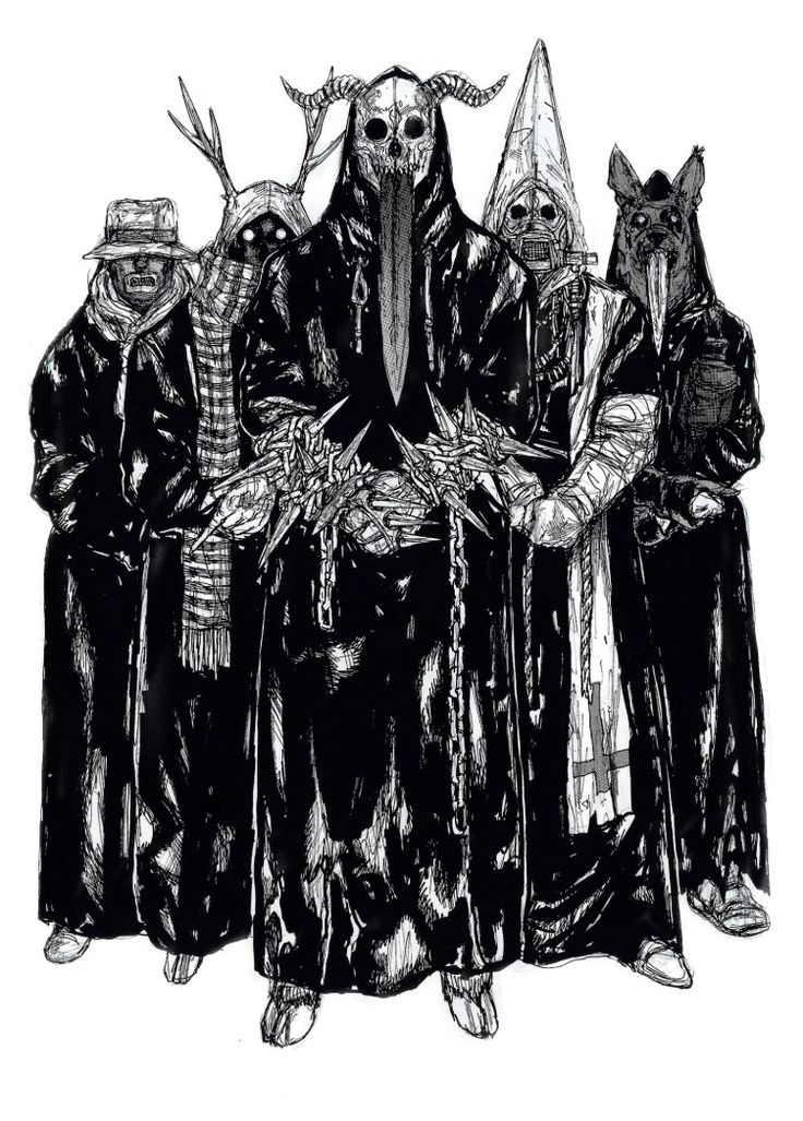 an image of three people dressed up as witches and demon slayers with horns on their heads