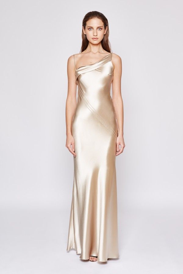 Balconette Dress, Metallic Bridesmaid Dresses, Silk Dress Design, Satin Gowns, Amanda Wakeley, Champagne Bridesmaid Dresses, Satin Fashion, Silk Satin Dress, Silk Dress Long