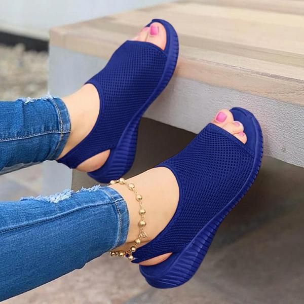 Product Info: Description: Style: Fashion, Stylish Item: Sandals Upper Material: Mesh material Toe: Open Toe Closure Type: Slip-On Heels: Platform Orthopedic Sandals, Shoes Outfit Fashion, Shoes Outfit, Nike Shoes Women, Blue Sandals, Comfortable Sandals, Summer Sandals, My Shoes, Casual Shoes Women