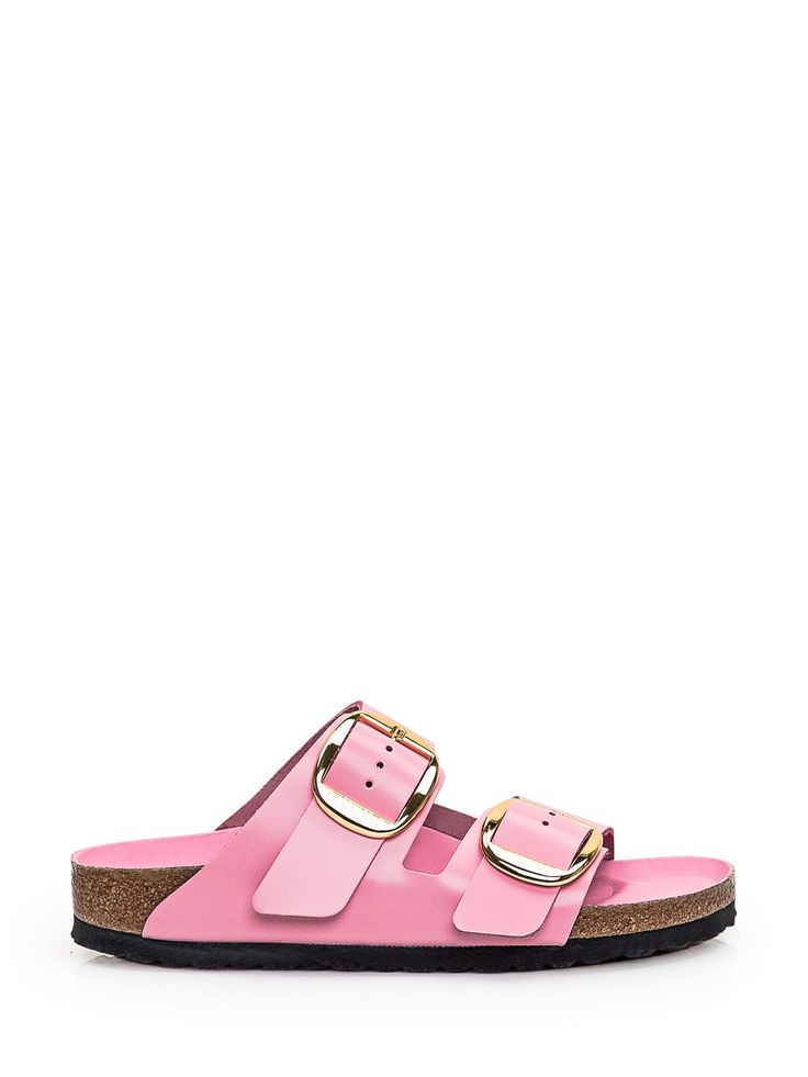 Upper: 100% Natural leather Lining: 100% Leather Sole: 100% Eva Spring Leather Double Strap Footbed Sandals, Spring Double Strap Leather Footbed Sandals, Spring Leather Footbed Double Strap Sandals, Pink Leather Sandals With Textured Footbed, Pink Leather Footbed Sandals With Round Toe, Pink Leather Footbed Sandals With Buckle Closure, Pink Open Toe Sandals With Leather Footbed, Leather Slides With Adjustable Strap, Flat Shape, Pink Leather Footbed Sandals With Removable Insole