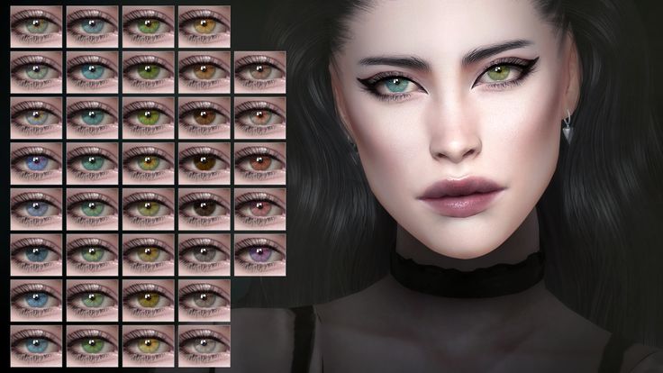 a woman's face with many different colored eyes