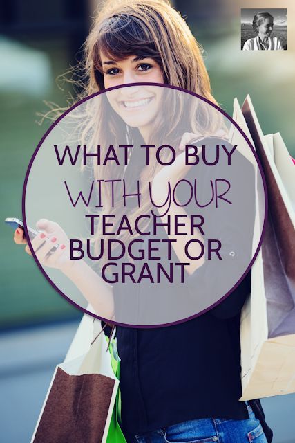 a woman holding shopping bags with the words what to buy with your teacher or grant