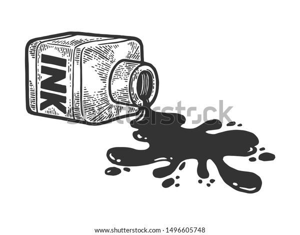 a black and white drawing of a can of milk spilling out of it's top