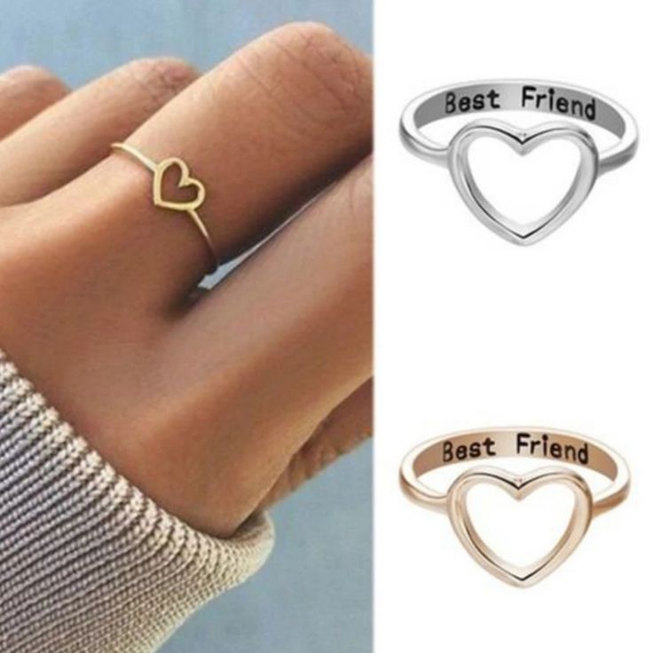 Brand New! Color: Gold Women Girl Best Friend Hollow Love Heart Ring Friendship Metal Rings Jewelry Gift Friendship Rings For 3 Best Friends, Friendship Rings For 5 Best Friends, Cute Friend Rings, Affordable Personalized Braided Bracelets For Best Friend Gift, 3 Bff Rings, Trio Bff Rings, Cute Rings For Best Friends, Bff Rings For 2 Cheap, Match Rings For Best Friends