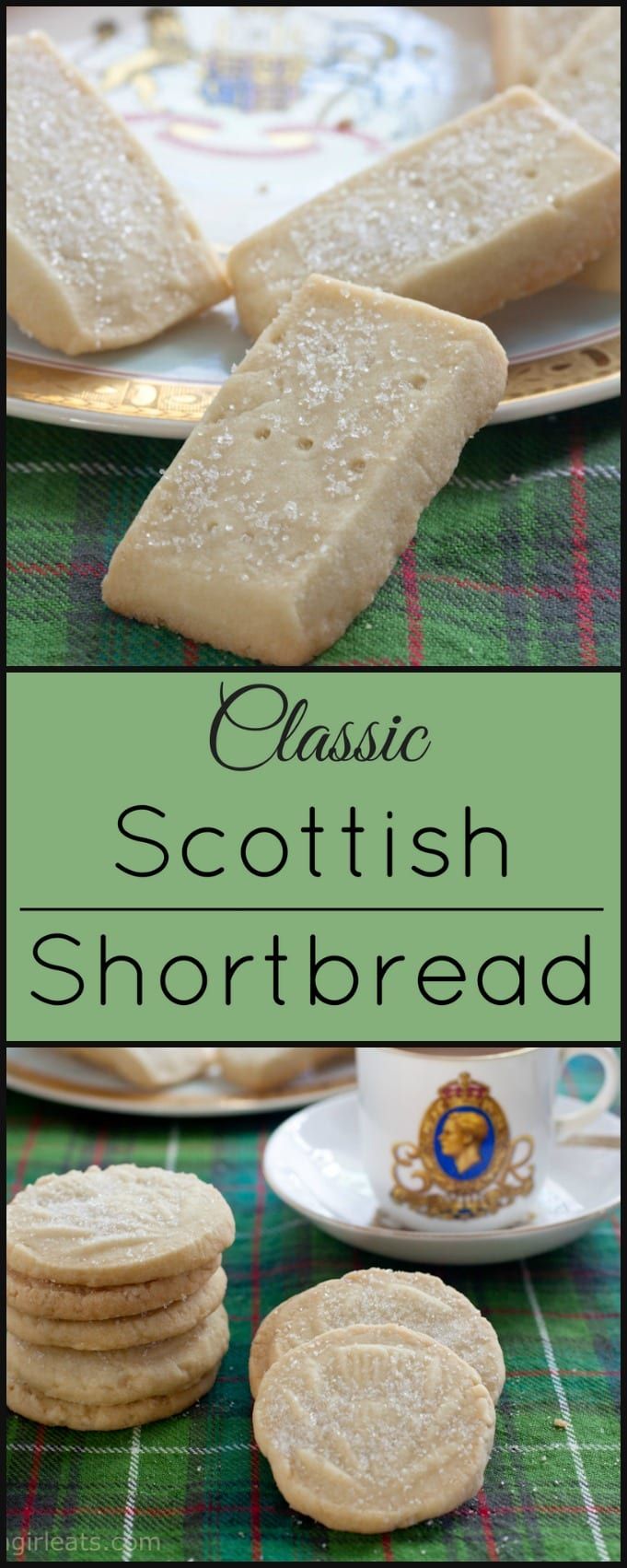 some shortbreads are on a plate with the words classic scottish shortbread